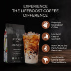 Lifeboost Midnight French Roast Coffee Ground - Non-GMO Single Origin USDA Organic Low Acid Coffee French Roast - Third Party Tested For Mycotoxins & Pesticides - 12 Ounces
