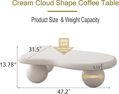 47.2" Cloud Coffee Table for Living Room Irregular Coffee Table Modern Low - Image 2