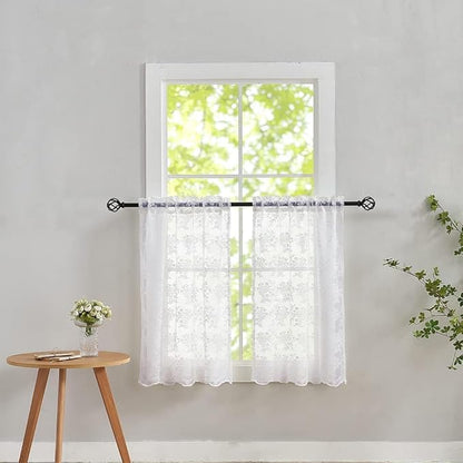 YJ YANJUN Vintage Lace Curtains 24 inch Length Victorian Floral Patterns Boho by YJYANJUN