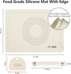 28" X 20" Dough Mat for Counter, Pastry Mats for Rolling Dough, Silicone Baking Mat with Measurements, Non Stick Silicone Pastry Mat, Kneading Counter Mat for Pastry, Bread, Cookies, Pizza