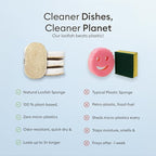 Vove Scrub Sponges 4 Pack, Cellulose & Cotton with Natural Loofah, Eco-Friendly Loofah Dish & Kitchen Sponges, Bathroom Scrubbing Pads, FSC-Certified Packaging