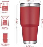 DOMICARE 30oz Tumbler Bulk with Lid and Straw, Double Wall Travel Coffee Mug, Insulated Vacuum Stainless Steel Tumblers, Powder Coated Tumbler Cup (Red, 8)