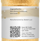 BAKELL Royal Gold Edible Glitter, 45 Grams | TINKER DUST Edible Glitter | KOSHER Certified | 100% Edible Glitter | Cakes, Cupcakes, Cake Pops, Drinks, Dessert Vegan Glitter & Dusts (45g Shaker, Royal Gold)