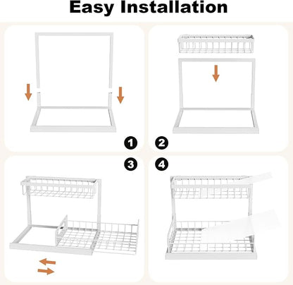 REALINN Under Sink Organizer, Pull Out Cabinet Organizer, 2 Tier Metal Slide - Image 7