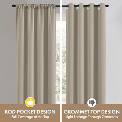 MIULEE Set of 4 Cobblestone 45 Inch Short Blackout Kitchen Window Curtains | - Image 8