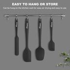 NileHome Silicone Spatula Set, Food Grade Rubber Spatula High Heat-Resistant Premium BPA-Free One Piece Seamless Design Cooking Spatulas Dishwasher Safe BPA-Free 4 pack (Black)