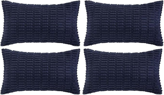 Fancy Homi 4 Packs Navy Blue Decorative Throw Pillow Covers 12x24 Inch by Fancy+Homi