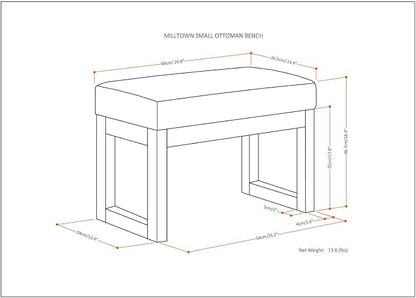 SIMPLIHOME Milltown Small Ottoman Bench - Image 9