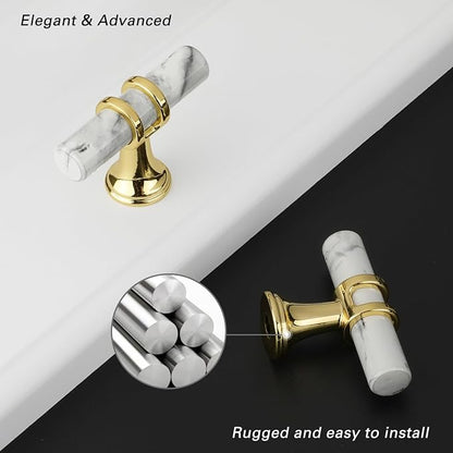 Rergy Cabinet Handles Marble Drawer Pulls and Knobs, T-Bar Hardware - Image 3