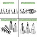 10pcs Cake Decorating Icing Piping Tip Set, Pleated Skirt PipingNozzles Set Ruffle Piping Tips Stainless Steel Frosting TipsDecorating Tips for Cake Cupcakes Cookies with A Cleaning Brush(10pcs)