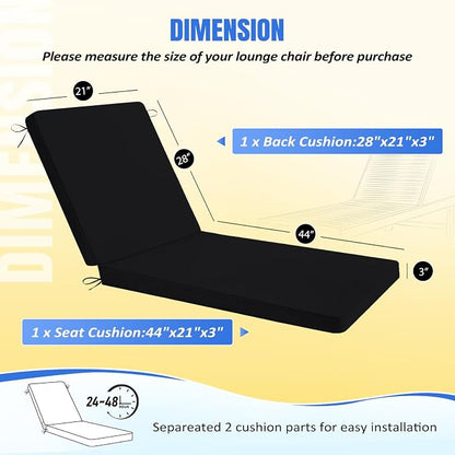 Basic Beyond Chaise Lounge Cushions Outdoor, 3-Layer Waterproof Outdoor - Image 4