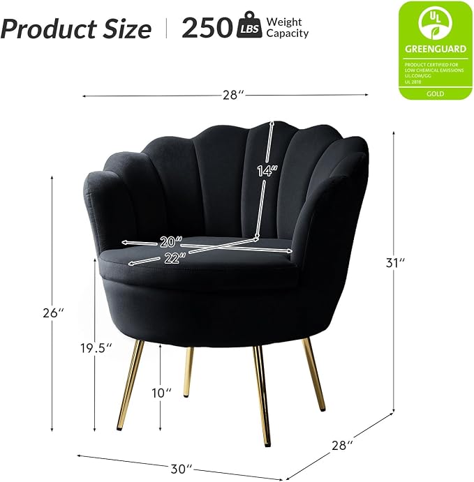 HULALA HOME Modern Velvet Accent Chair - Image 2