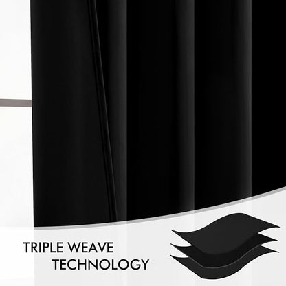 MIULEE Black Back Tab Blackout Curtains 52x108 Inch Long 2 Panels Set | Rod - Image 7