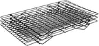 Restaurantware Met Lux 15.7 x 9.8 x 8.3 Inch Wire Baking Rack Set 1 Stackable Oven Wire Rack Set - 3-Tier Design Oven-Ready Up To 392F Black Iron Cooling Rack Set With Collapsible Feet