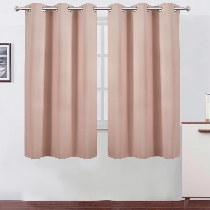 Blush Thermal Blackout Curtains/38 x 63 Inch/Set of 2 Panels Room Darkening by Lemomo