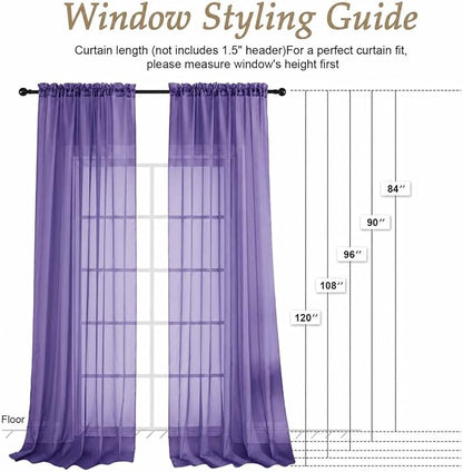 Purple Bedroom Curtains 2 Panel Sets 96 Inch Length, 59 Inch Extra Wide Light - Image 2