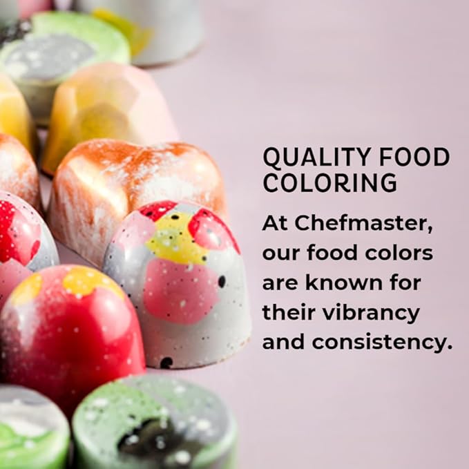 Chefmaster 12 Bottle Set of Candy Colors, True-Tone Shades, Oil-Based, Professional-Grade Dye, Chocolate, Strawberries, Cake Pops, Decorating, Easy-to-Use, Manufactured in the USA, 0.64 oz Each