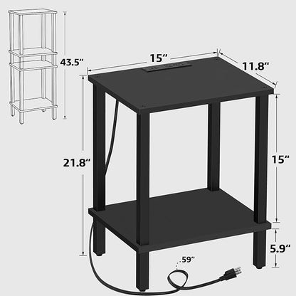 TUTOTAK End Table with Charging Station, Side Table with USB Ports and Outlets - Image 3
