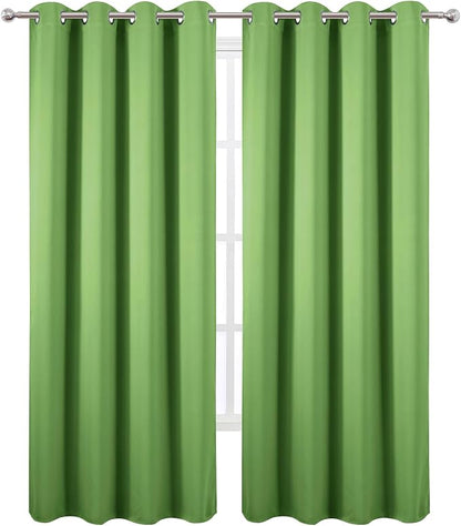 Blackout Curtains 52 x 90 Inch Long Light Green Curtains Set of 2 Panels Room - Image 2