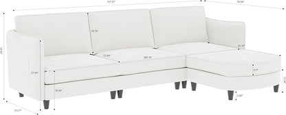 Ball & Cast 107.8" Large 4-Seater Modular Sectional Sofa Bed - Image 2