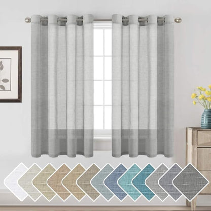 H.VERSAILTEX Linen Curtains Nickel Grommet Natural Linen Semi-Sheer Curtains 2 by HVERSAILTEX