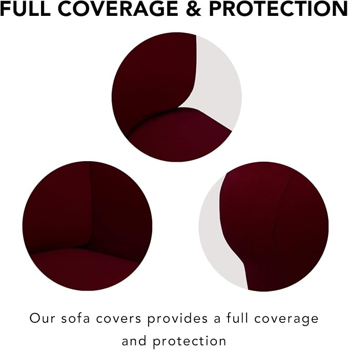 PureFit Stretch Couch Covers for Sofa Large Sofa Slipcovers Wine | 1-Piece - Image 3