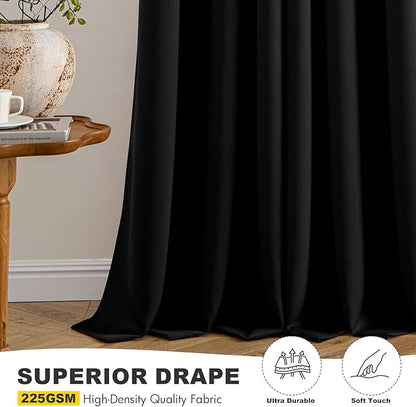 MIULEE Blackout Curtains for Bedroom 2 Panels 40 x 86 Inch Long Black | Thermal - Image 5
