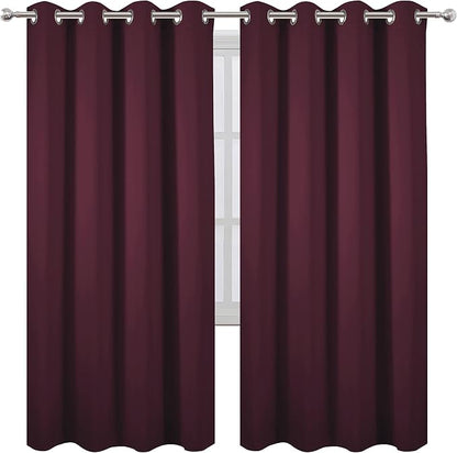Burgundy Red Thermal Blackout Curtains/52 x 72 Inch/Set of 2 Panels Room - Image 2
