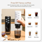 BENFUCHEN 3-in-1 Portable Espresso Machine With NO Heating Function, Type-C Charging Electric Espresso Maker, 17 Bar Mini Coffee Maker For N ESPRESSO/DolceGustoPods & Ground Coffee On the Go, White