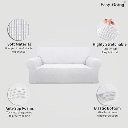 Easy-Going Stretch Oversized Loveseat Couch Covers Washable Snow White | - Image 3