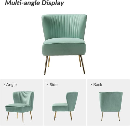 HULALA Home Velvet Accent Chair Set of 2, Modern Armless Upholstered Side Chair - Image 7
