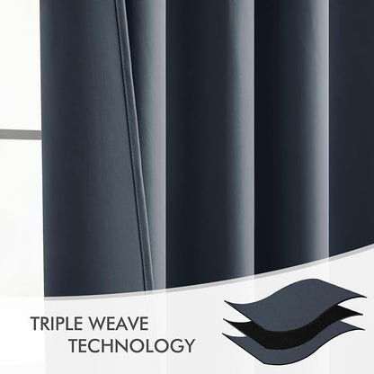 MIULEE Stone Blue Back Tab Blackout Curtains 52x96 Inch Long 2 Panels Set | Rod - Image 7