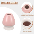 HARFINGTON Ceramic Chasen Stand 70mm Matcha Whisk Holder Teas Set Whisks Stand Traditional Matcha Tea Chasen Holder Tea Set Accessories for Tea Tasting, Beige/Pink