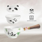 LURRIER Porcelain Chinese Gongfu Tea Set,Portable Teapot Set with 360 Rotation Tea maker and Infuser,Portable All in One Gift Bag for Travel,Home,Gifting,Outdoor and Office (Panda)