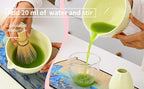 Matcha Tea Set, Glazed Ceramic Bowl and Whisk Holder, Light Yellow, 2-Piece