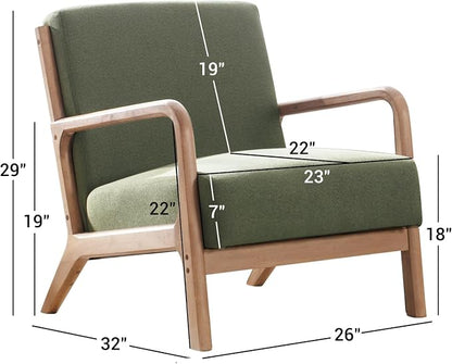 ANJ Mid Century Modern Accent Chair, Comfy Fabric Reading Chair - Image 2