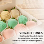 Chefmaster 12 Bottle Set of Candy Colors, True-Tone Shades, Oil-Based, Professional-Grade Dye, Chocolate, Strawberries, Cake Pops, Decorating, Easy-to-Use, Manufactured in the USA, 0.64 oz Each