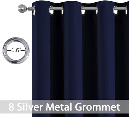 Yakamok Navy Blue Room Darkening Curtains 84 inch Sliding Door Drapes | 1 - Image 2