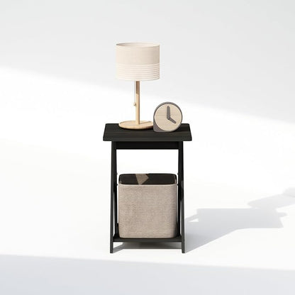 Furinno TIDUR Night Stand, Open Shelf Design X-Legs Nightstand, Criss-Crossed - Image 4