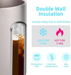 Volhoply 14oz Insulated Stainless Steel Coffee Mug with Lid Bulk 2 Pack,Double Wall Vacuum Travel Coffee Cup with Handle,Reusable Metal Cups Tumbler,Camping Mugs Keep Hot,Ideal Gifts(Silver,2)