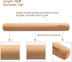 GOBAM Wood Rolling Pin, Extra Large - Dough Roller for Pasta, Cookies, Pie, Pizza, Chapati, Fondant, Rolling Pins for Baking, Bread Making Tools and Supplies - 15.8 x 1.6 Inches