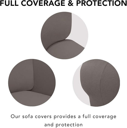 PureFit Stretch Couch Covers for Sofa Large Sofa Slipcovers Taupe | 1-Piece - Image 3
