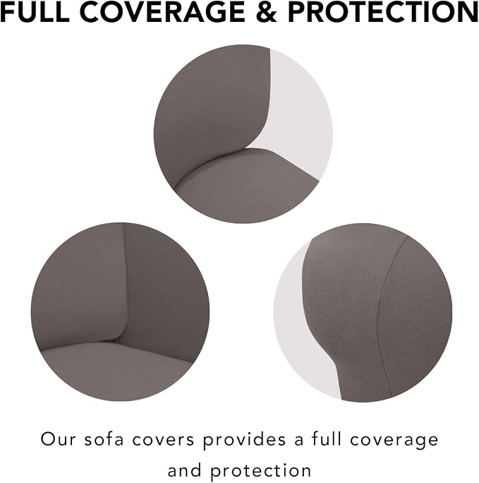 PureFit Stretch Oversized Couch Covers Fleece Sofa Slipcovers Taupe | 1-Piece - Image 3