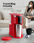 SHARDOR 3 in 1 Coffee Maker, K Cup Coffee Maker Compatible with Ground Coffee & Teas, Single Serve Coffee Machine, 6–14oz Brew Sizes, 40oz Detachable Water Reservoir, Descale Settings, Red
