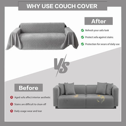 DREAMINGO Modern Chenille Couch Cover Blanket Washable Sofa Covers - Image 5