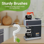 Tupkee Coffee Pot Cleaning Brush – Non Scratching, Long Lasting Bristles, Curved Coffee Decanter Cleaning Brush - Great for Offices and Restaurants