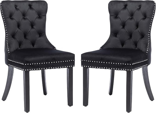 KCC Velvet Dining Chairs Set of 2, Upholstered High-end Tufted Dining Room Chair by KCC