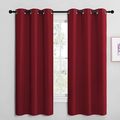 NICETOWN Christmas Burgundy Red Kitchen Blackout Curtain Panels, Thermal by NICETOWN