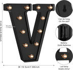 Foaky Black LED Letter Lights for Room Decor - Bedroom Wall Decor, Alphabet Lights for Home, Wedding, Party - Battery Operated （V）