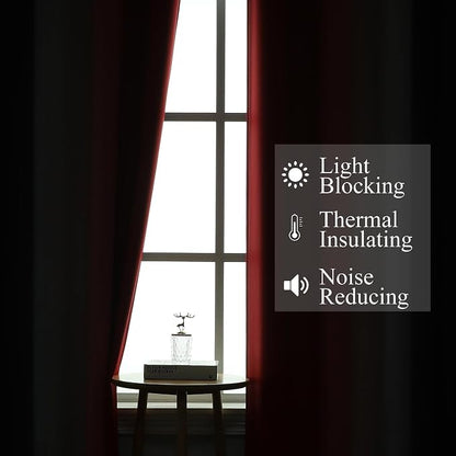 Red and Black Ombre Blackout Bedroom Curtains 102 Inches | Room Darkening - Image 3